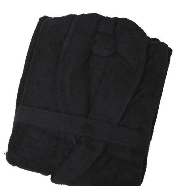 Μπουρνούζι Ενηλίκων Με Γιακά Βαμβακερό Extra Large Daily Black Sb home (Ύφασμα: Βαμβάκι 100%, Χρώμα: Μαύρο) - Sb home - 5206864072039